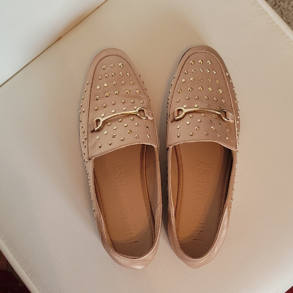 Nine West Beige Studded Loafers